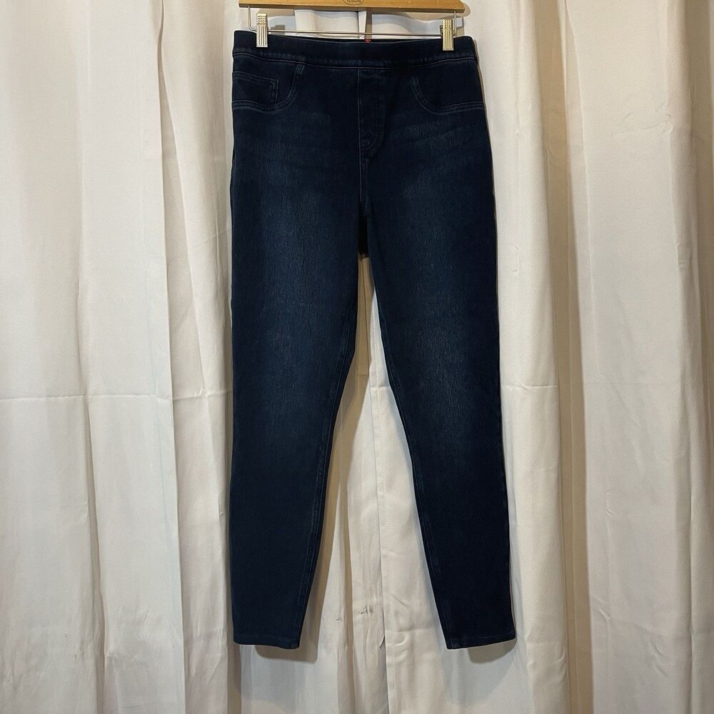 Spanx Jean-ish Ankle Denim Leggings  Twilight Blue Dark Wash Size L